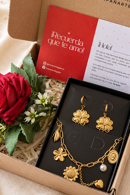 ✨ PACK 2 - ARETES TREBOL + COLLAR BIANCA
